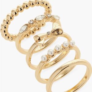 Elegant Gold and Pearl Ring Set